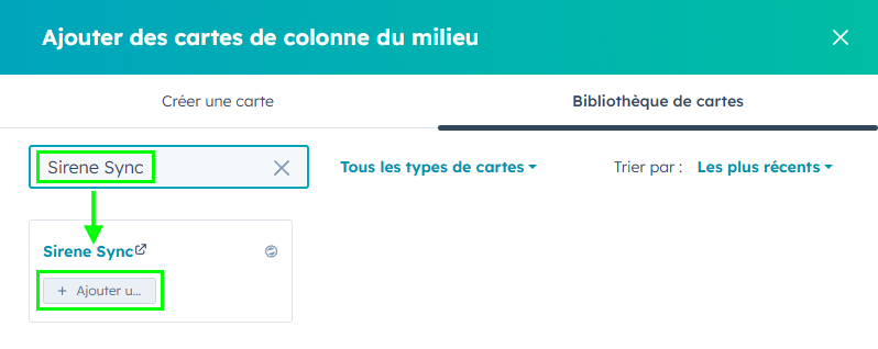 Sélectionner la carte Sirene Sync